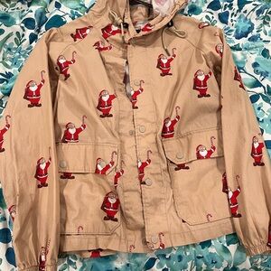 Denim & Flower Tan Santa Print Raincoat
